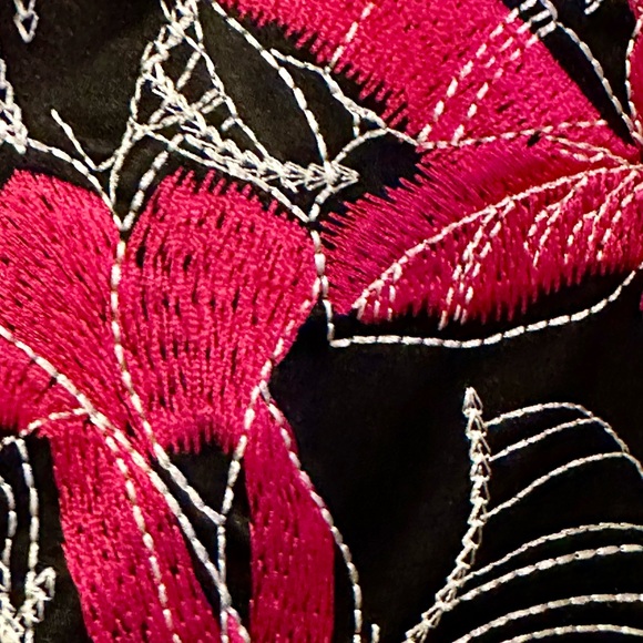 Chico's Black and Pink Satin Floral Blazer - Picture 4 of 6